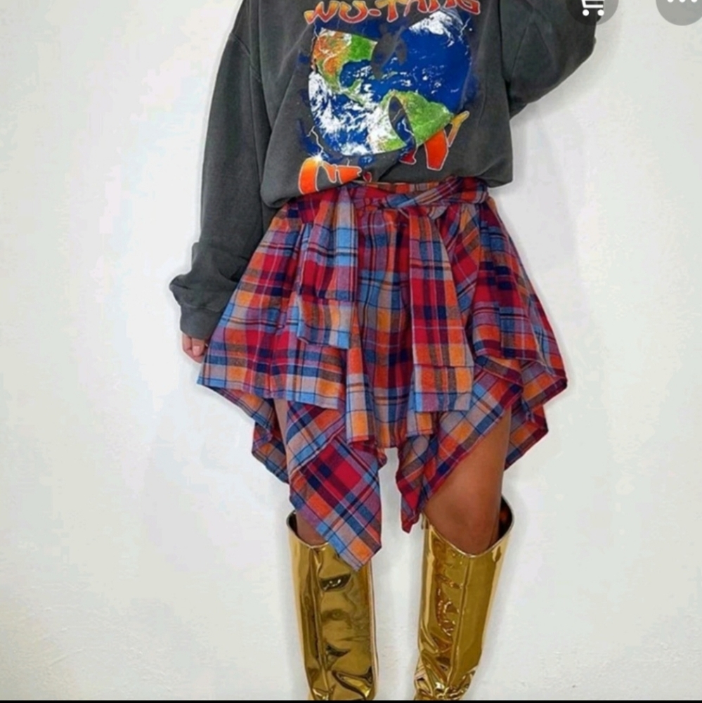 Plaid Shirt-Skirt